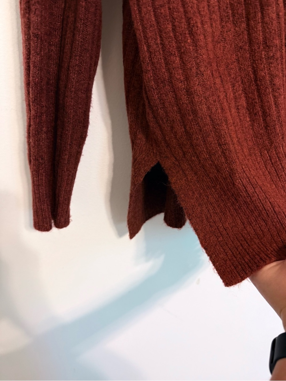 2/$30 LOFT Rust Ribbed Mock Neck Sweater Women’s Small Cozy Soft Tunic Pullover - Picture 6 of 9
